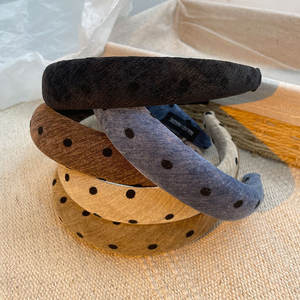 ที่คาดผมลายจุดวินเทจสีสันสดใสสำหรับฤดูใบไม้ร่วง-ฤดูหนาว  ผ้าพลัฌสำหรับล้างหน้า แต่งหน้า  ที่คาดผมสำหรับมาส์กหน้า  อุปกรณ์เสริมผมสำหรับผู้หญิง - Product Image 2