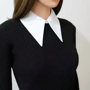 Cuello de punto grande de algodón de moda collar de decoración blanca
