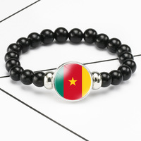 Bracelet de drapeau de pays du Libéria de perles de corde élastiques noires faites à la main de nouveau style en gros