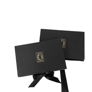 Custom size New Year Square Luxury Cardboard Foldable Black Book Shaped Gift Membership Card Box