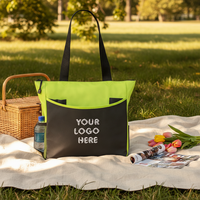 Sac fourre-tout réutilisable décontracté pour conférence, personnalisé, en polyester, imperméable, avec fermeture éclair, pour femme, à porter à l'épaule, impression personnalisée, pour salon professionnel