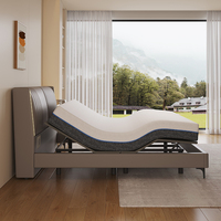 Healthtech Cadre de lit réglable Cadre de lit double queen size Lit et matelas réglables en deux parties