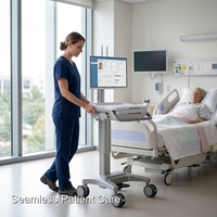 Chariot médical informatique à roulettes, fabriqué avec précision par des experts de Keling Medical.