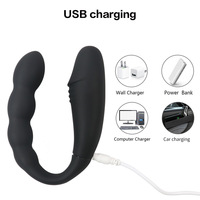 Vibrateur rechargeable en forme de U à double tête pour adultes, en silicone réaliste, avec perles de masturbation et plug anal télécommandé
