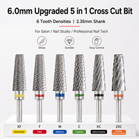 Fabricant OEM ODM Marque Privée Embouts à Ongles Professionnels en Carbure 5-en-1, Embouts de Sécurité pour Cuticules, Embouts de Lime à Ongles Professionnels avec Tige de 3/32 pouces