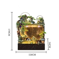 Fontaine d'intérieur géante en résine rectangulaire, matériaux inoffensifs, éclairage LED, base stable, fontaine zen, certifiée CE