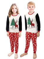 Pyjamas de famille assortis, imprimé sapin de Noël et rennes, vêtements de nuit doux et respirants, tenue de vacances à manches longues pour toute la famille