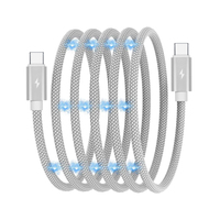 Konektor USB Magnetik, Tipe C dan Lightning 3A Pengisian Cepat Konduktor Tembaga Murni Bahan Nilon Terjalin Kabel USB Transfer Data