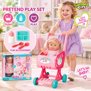 Juego de Muñecas Sunseed de 12 Pulgadas para Niñas, Juego de Imitación con Carrito de Compras y Accesorios para Alimentar, para Niñas Pequeñas - Product Image 1