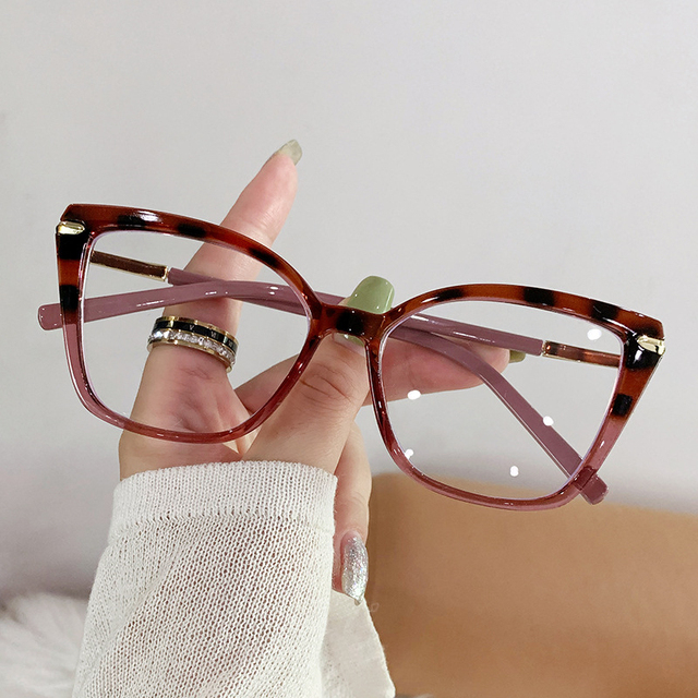 Fashion Square Cat Eye Eyewear Retro Women Anti Blue Light Blocking Glasses Plastic Pc Frame Photochromic Optical Glasses