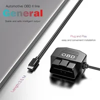 Câble d'alimentation chargeur OBD à Type C pour caméra de tableau de bord DVR de voiture 24h accessoires de voiture de stationnement Protection de la batterie