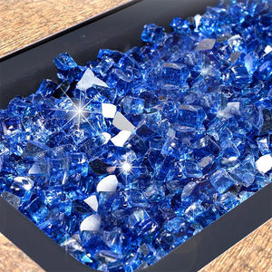 Pierres de verre réfléchissantes bleues de haute qualité, résistantes au <span class=keywords><strong>feu</strong></span>, pour foyer, salon, usage extérieur - Décoration de maison imperméable et écologique - Product Image 4
