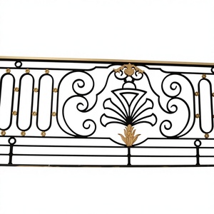 Rampe de balcon intérieure décorative en fer forgé, or et noir, garde-corps métallique de luxe, sur mesure OEM - Product Image 1