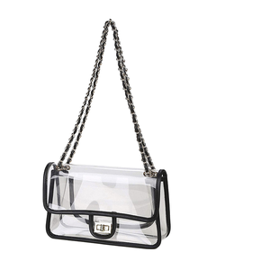 Custom Fashion <strong>Clear</strong> PVC Ladies <strong>Handbag</strong> with Zipper Closure Cross Body Shoulder Bag for Women Girls and Metal Chain - Product Image 1