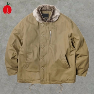 Giacca trapuntata imbottita in cotone spesso personalizzata con collo di pelliccia di peluche abbigliamento da lavoro da esterno giacche invernali da uomo - Product Image 1