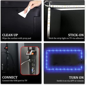14.8ft 4.5m Blue Tooth Ambient Music Sync 20 Keys <b>Remote</b> <b>Control</b> Smart LED Strips Light Backlight <b>for</b> 65-75 Inch <b>TV</b> - Product Image 2