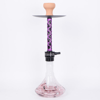 Vente en gros de narguilé en alliage d'aluminium de taille moyenne 55cm de luxe Shisha narguilé évider bouteille en verre colorée