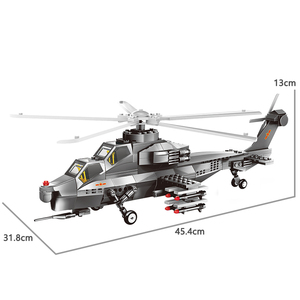 Wange 4002 Hélicoptère d'attaque de l'Armée de l'Air, Modèle MOC, 264 pièces, Jouet de construction éducatif pour enfants, Ensemble de blocs à assembler, Juguete - Product Image 5