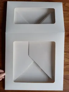 Grosir kotak kemasan hadiah kue jendela 10x10x5inci desain baru 1 buah kotak roti kotak kue putih