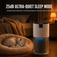Purificateur d'air pour animaux de compagnie à infrarouge avec mode automatique, chambre de collecte des poils transparente, filtre HEPA H13, 150 m³/h pour les pièces jusqu'à 18 m² ㎡