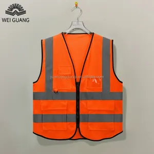 专业工厂工业运行工程师交通安全背心定制标志带拉链反光安全服