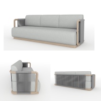 Ensemble de canapés d'extérieur modernes en teck, mobilier de patio avec coussins imperméables pour jardin, villa, hôtel, complexe hôtelier