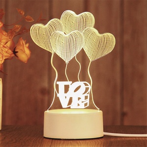 Lampe de Noël LED créative en acrylique de luxe en forme de cœur, illusion 3D, pour la décoration de la chambre d'enfant, veilleuse - Product Image 3