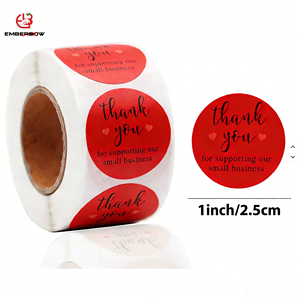 EBB Custom Vintage Kraft Waterproof Round Thank You Stickers Glossy Sticker Roll Handmade Candle Gift Packaging Adhesive <b>Labels</b> - Product Image 1