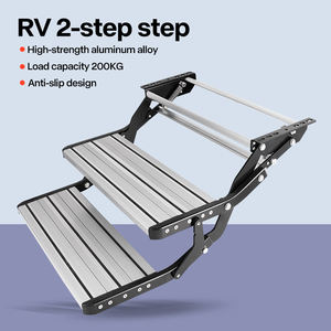 Escalera Manual Plegable y Retráctil <span class=keywords><strong>para</strong></span> RV, Escalón de Entrada de Aluminio de 2 Peldaños - Product Image 2