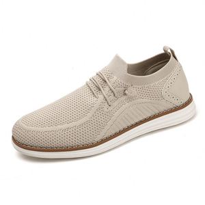 RO Men Breathable Knit Casual Shoes Fabric Upper MOOD Sole Lightweight Comfortable Lace up Walking Shoes - Product Image 4