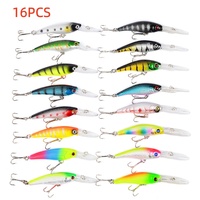 Umpan Pancing Baru Umpan Keras Minnow Wobbler Crankbaits Kit Warna Campuran Kail Treble Perlengkapan Pancing Set Umpan Keras