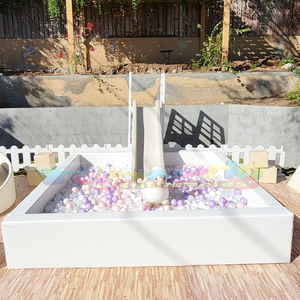 Kommerzielle Kinder geburtstags feier Softplay-Ausrüstung weiße Ball grube mit doppelter Plastik rutsche - Product Image 4