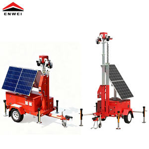 Remorque de surveillance vidéo solaire avec panneaux solaires pliables et rotatifs pour les travaux civils, sécurité 24h/24 et 7j/7 - Product Image 1