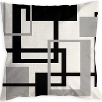 Housse de coussin transfrontalière nouveau style lignes abstraites noir et blanc simple pour salon bureau canapé
