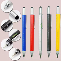 Stylo à bille multifonctionnel 6 en 1 avec règle niveau croix tournevis à tête plate écran tactile stylo multi-outils de poche