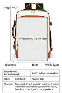 กระเป๋าเป้สะพายหลังสำหรับแล็ปท็อปธุรกิจแบบมืออาชีพ พิมพ์โลโก้ได้ตามต้องการ ดีไซน์เรียบหรู ทันสมัย ใช้งานได้หลากหลาย ความจุขนาดใหญ่ พร้อมแผ่นรองหลัง - Product Image 2