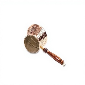 หม้อชาทองเหลืองพร้อมด้ามจับไม้หม้อชากาแฟชาอาหรับ - Product Image 1