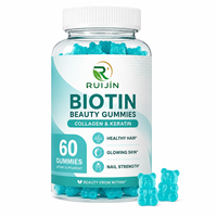 Gummies beauté à la biotine avec collagène et kératine pour le soutien quotidien de la santé des cheveux, de la peau et des ongles, 60 unités, formule personnalisée OEM