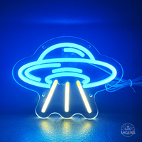 USB LED Neon işareti-çocuğun oyun odası için uzay gemisi uçan daire duvar dekorasyon doğum günü hediyesi ev ofis merkezi okullar şirketleri