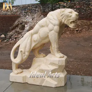 Ideal Arts garden decoration marble tiger sculpture life size stone tiger statue