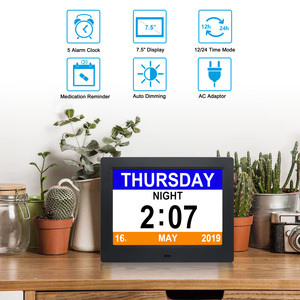 Demans Hastaları için Sesli <span class=keywords><strong>Alarm</strong></span> ve Uzaktan Kumandalı 7 İnç LCD Dünya Saati Dijital Duvar Saati - Product Image 2