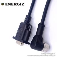 Connecteur femelle étanche M12 8Pin vers DB9 Câbles terminaux Câble femelle RS232 5M PVC Noir