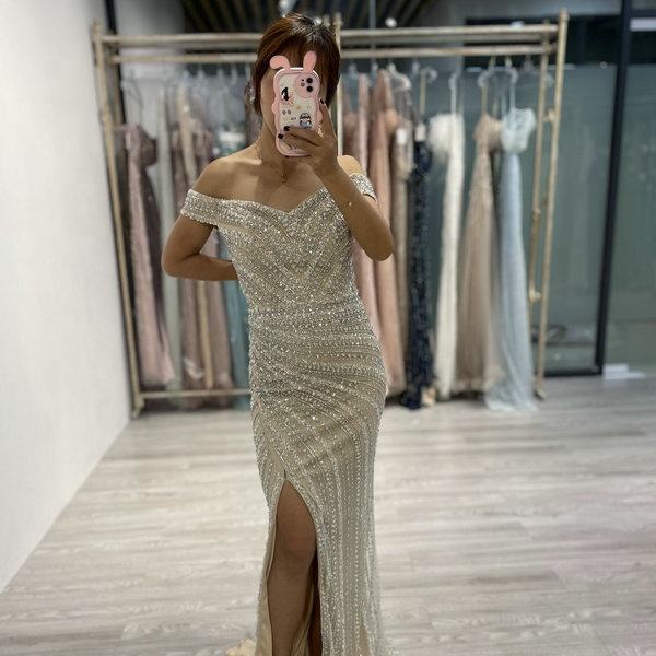 champagne dress women short sleeve