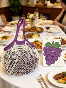 Wholesale Reusable Fruit Grocery Bag Set Mesh Cotto Tote Bag Colorful <b>Drawstring</b> Bags With Full Printing - Product Image 2