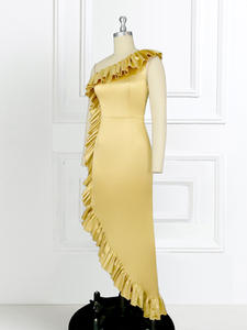 الكشكشة بلا أكمام حزب الذهب لامعة شق النساء حفلة موسيقية فساتين غير النظامية - Product Image 5