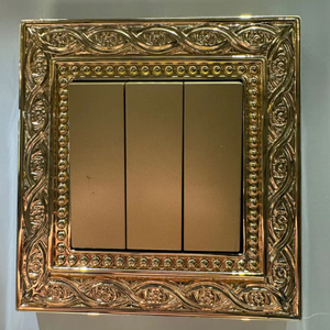 Stainless Steel Panel Double Pole Retro Antique Brass 24K Gold <strong>UK</strong> 13A 86 Wall Mounted <strong>Rock</strong> 250V 1/2/3/4 GANG Universal Socket - Product Image 3