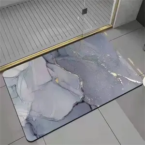 大理石图案印花快干浴室垫家居装饰吸水硅藻泥浴垫