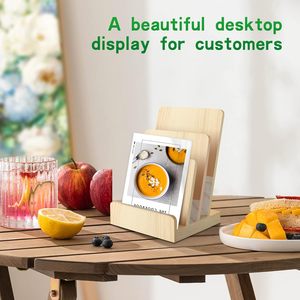 Support de présentation de brochures en bois de pin à 3 niveaux, porte-brochures, support de littérature, support de cartes postales, support de prospectus, présentoir de magazines - Product Image 4