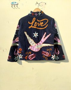Vintage Floral Embroidery <b>Velvet</b> <b>Jacket</b> <b>Women</b> Mandarin Collar Full Sleeve Autumn Outerwear Handmade Suzani <b>Jacket</b> Coat - Product Image 5