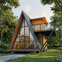 Villa mobile écologique en bois triangulaire, maison préfabriquée modulaire, design traditionnel, pour séjour en parc ou jardin, avec salle de bain et entrée